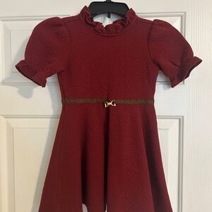 Janie & Jack Girls' Burgundy Textured Fit & Flare Dress